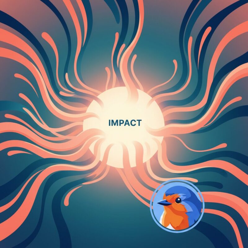 Fluid abstract streams converging into a sphere of impact representing trust-based funding