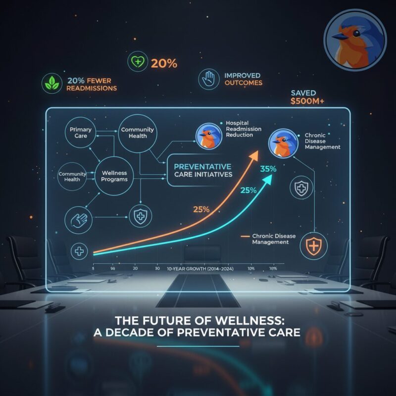 Holographic dashboard translating qualitative community impact into quantitative clinical metrics