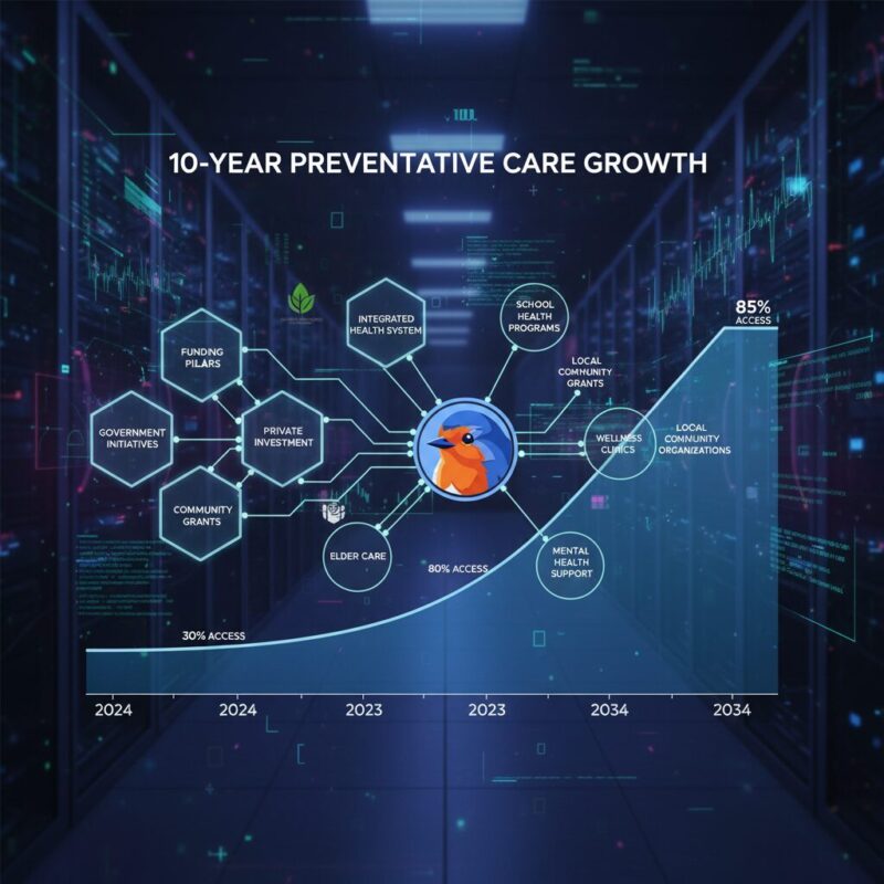Network graph connecting NHS preventative health priorities with voluntary sector funding opportunities