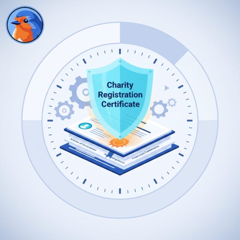 Protective shield over governance documents representing the secure CIO charity structure
