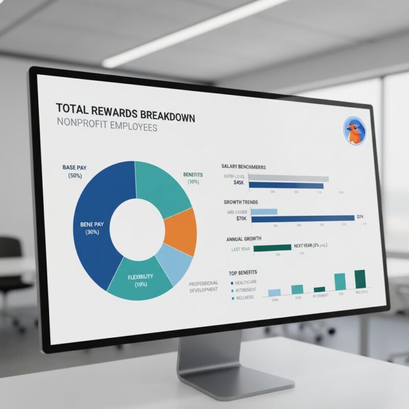 Total rewards dashboard visualizing base pay, benefits, and flexibility