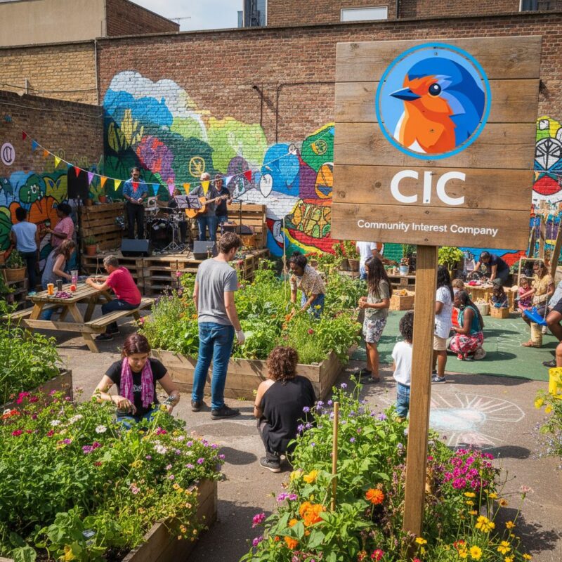UK community urban garden project representing Community Interest Company growth