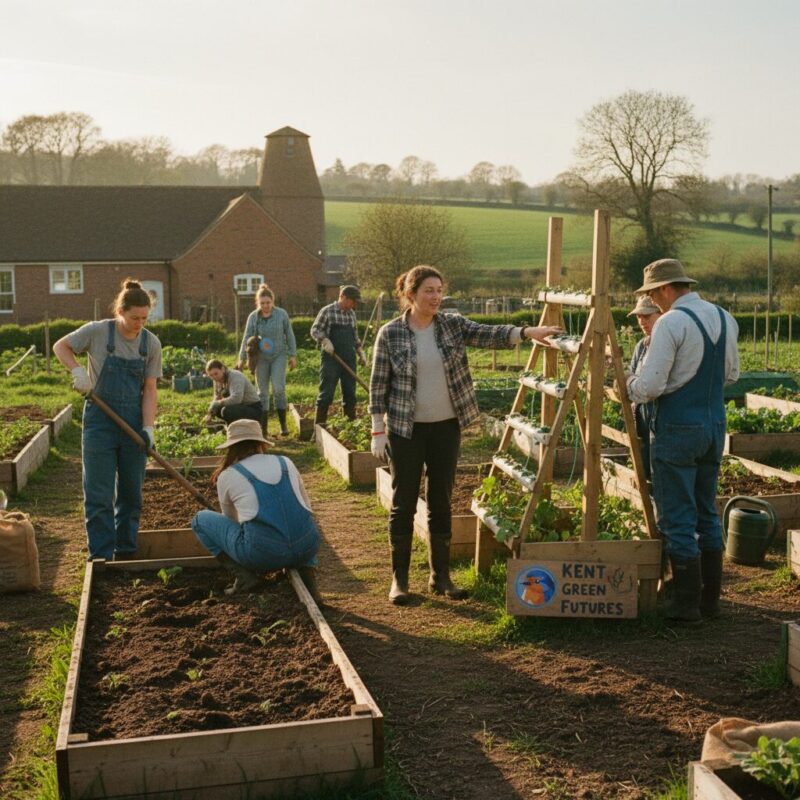 Volunteers working on an environmental project funded by Kent community trusts