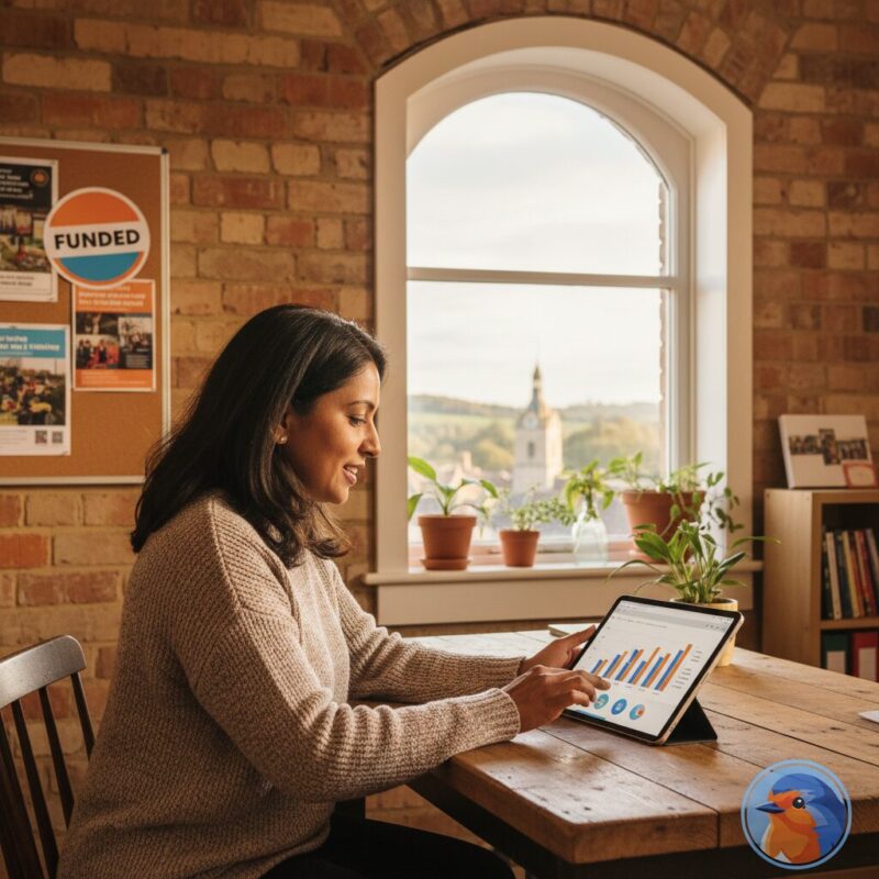Charity leader reviewing financial dashboard on a tablet