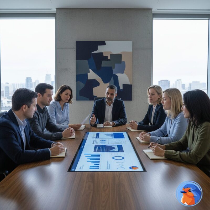 Diverse charity board members reviewing SORP 2026 compliance documents in a modern meeting room