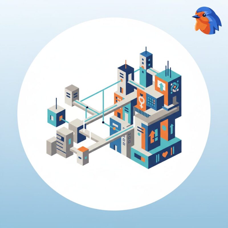 Flat design illustration showing the shift to systemic change funding in Milton Keynes