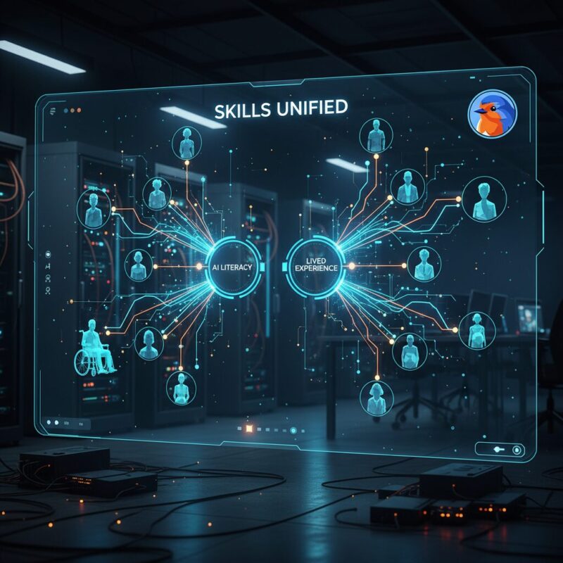 Interactive board skills matrix software interface mapping AI literacy and lived experience