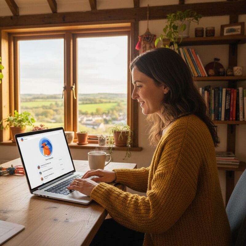 Nonprofit professional using a laptop to manage regional grant capacity