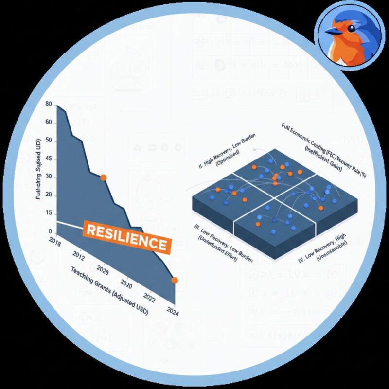 Quadrant chart mapping Full Economic Costing recovery rates against grant application complexity