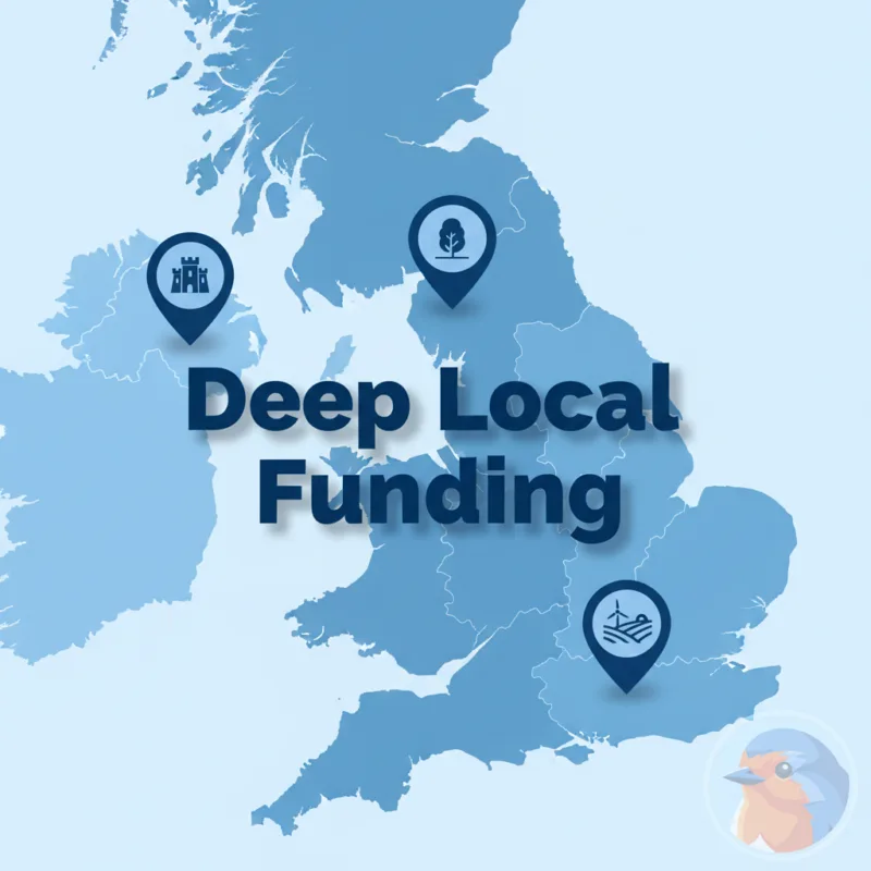 Deep Local Funding featured image showing a UK map with regional pins