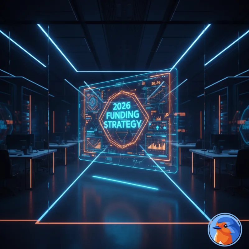 Featured image for 2026 Funding Strategy showing a high-tech innovation hub with holographic data interfaces