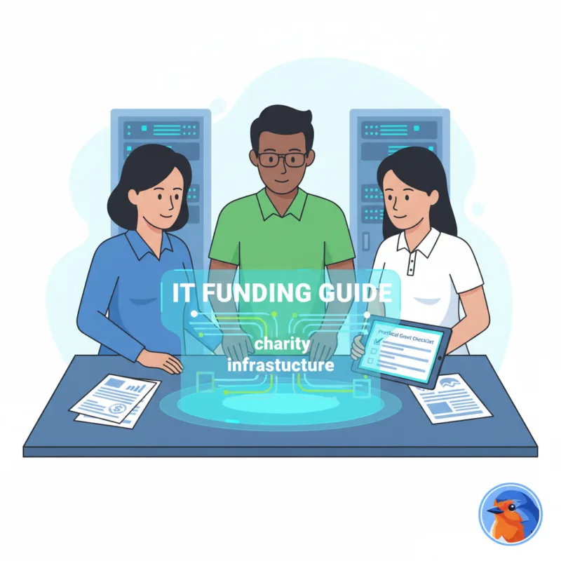 IT Funding Guide featured image with corporate holographic servers and data streams