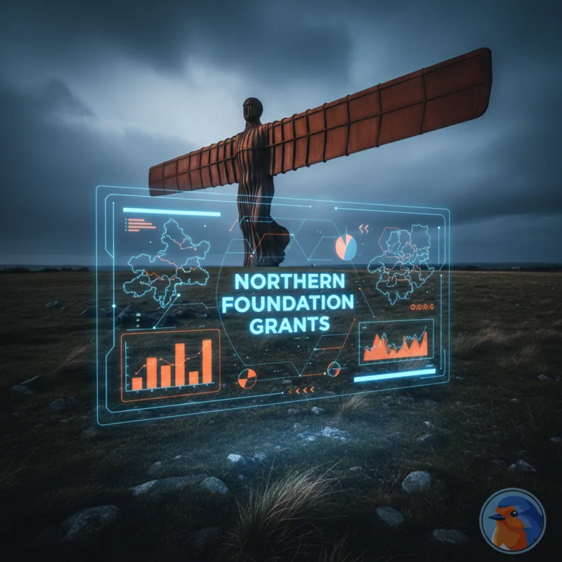 Northern Foundation Grants featured image with holographic data over the Angel of the North