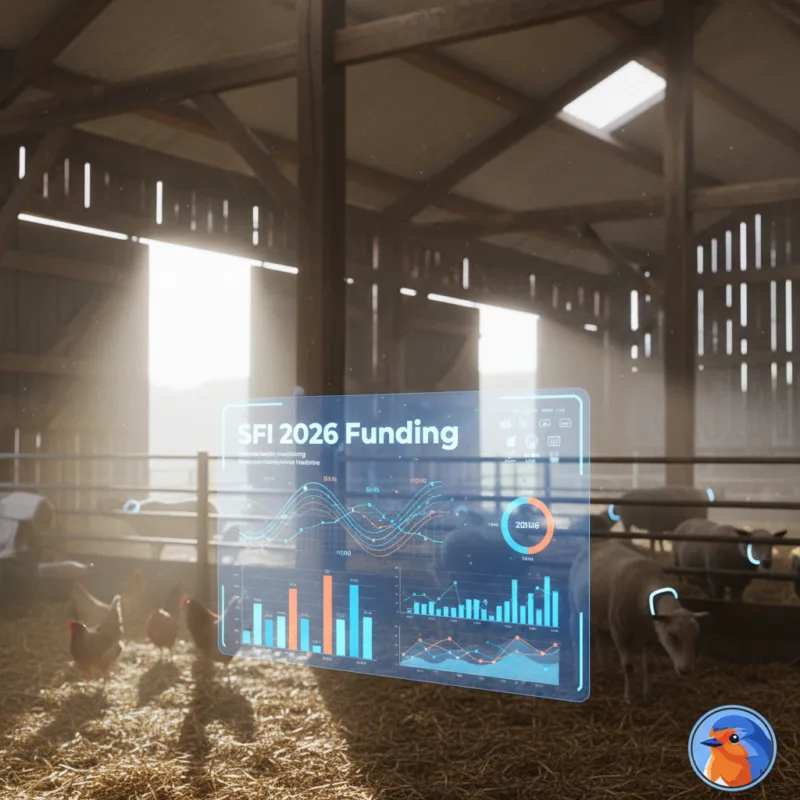 SFI 2026 Funding featured image with holographic data interface in a bright modern UK barn